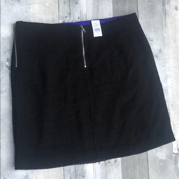 LOFT Double Zipper Black A-Line Skirt - Picture 1 of 6